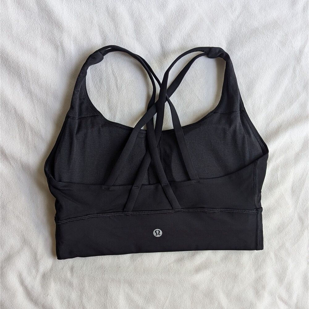 Lululemon Energy Bra Long Line Black Size 6 Sports Bra Worn Once